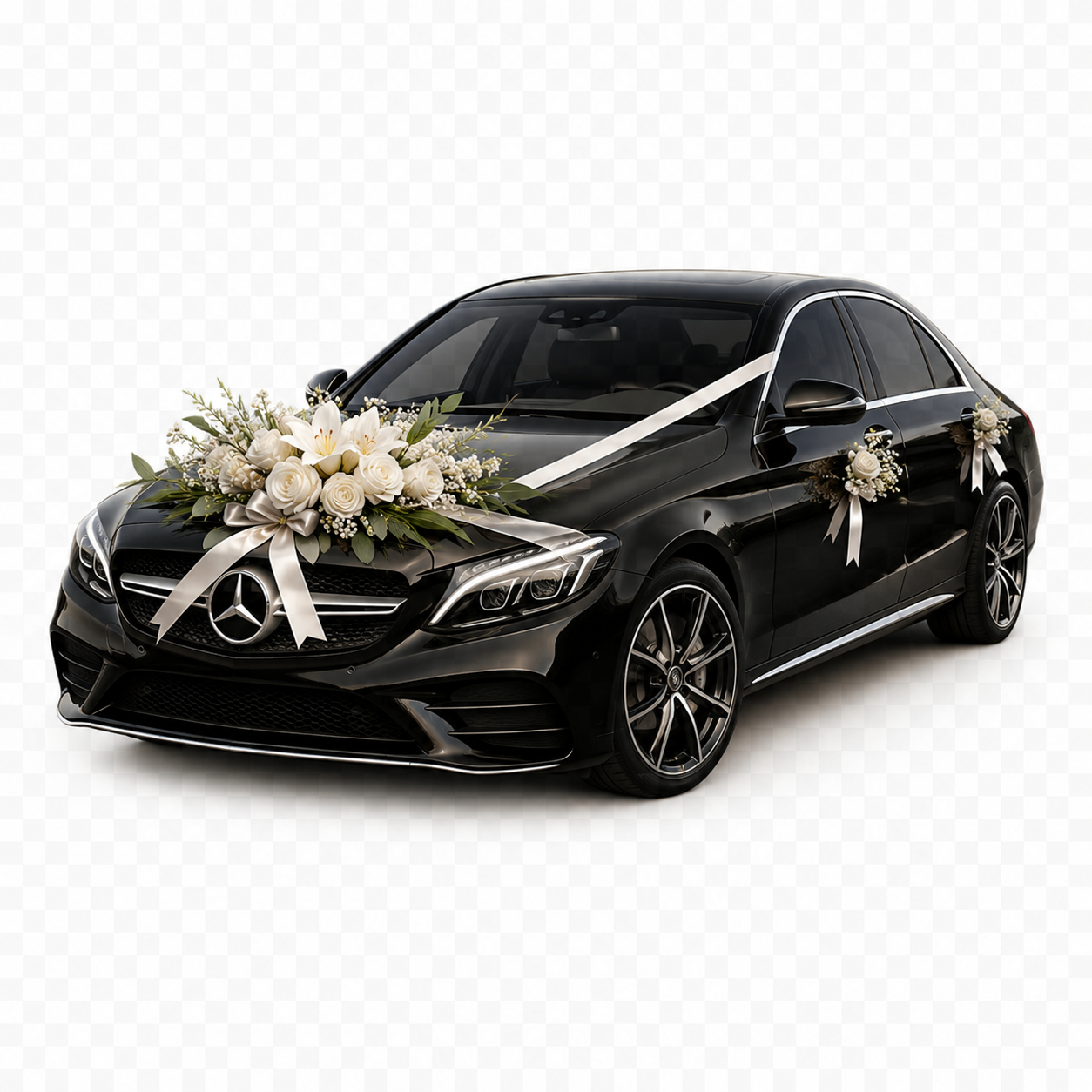 Voiture de mariage décorée